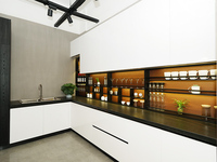 Meubles de cuisine modulaires de luxe avec îlot, portes vitrées, robinet inclus - Prêt pour cave à vin
