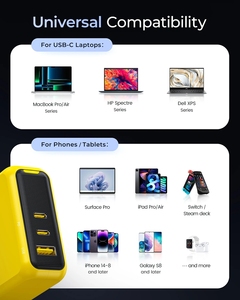 AOHI Magcube 140W USB C Chargeur PD3.1 GaN Charge Rapide Type-C Adaptateur Téléphone Haute Vitesse pour Macbook iPhone 14 Pro Max 13 - Product Image 4