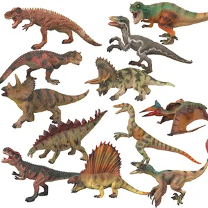 Figuras de dinosaurios de plástico para niños, modelo de dinosaurio en miniatura de plástico sólido, antiguo, velociraptor t-rex pintado a mano, juguete de colección