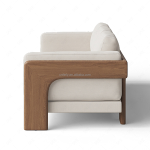 FERLY Elegante Arredamento per Soggiorno, Divano a 3 Posti in Lino a Profilo Basso, Tavolino da Caffè Ovale in Marmo, Poltrona Girevole in Bouclé Personalizzabile - Product Image 4