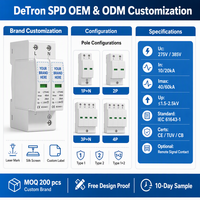 Dispositif de protection contre les surtensions AC SPD Type 1/2/T2 1P+N 2P 4P 20kA 40kA 60kA Protection contre la foudre Système solaire PBT IEC61643-1 CE pour