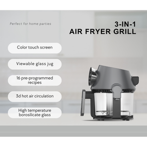 DEWEISI <span class=keywords><strong>Friteuse</strong></span> à air à bol en verre 3l Résistant aux hautes températures <span class=keywords><strong>Friteuse</strong></span> à air 3 en 1 Cuisson polyvalente Cuisson transparente - Product Image 3