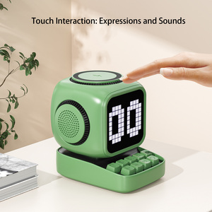 JJT-18 Small Cube Smart for Audio Magnetic Fast Wireless Charger RGB <b>LED</b> Plastic Alarm <b>Clock</b> White Noise Retro Speaker RGB <b>LED</b> L - Product Image 4