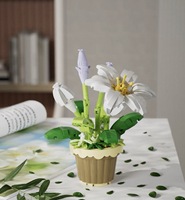 Blocs de construction en plastique ABS de qualité supérieure, Hortensia Pastel, avec couvercle anti-poussière - Jouet éducatif DIY pour les 14 ans et plus, décoration de bureau Cottagecore
