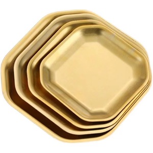 Korean Style Stainless Steel <b>Square</b> Snack Plate Gold Silver Creative Dessert Plate For Party Hotel Use - Product Image 2