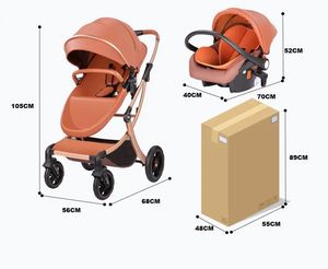 Cochecito de bebé de cuero súper moderno con forma de huevo Cochecito de bebé Ligero y seguro 3 en 1 - Product Image 4