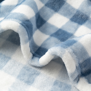 Couverture en polaire corail 100 % polyester 220 g/m² épaissie double face en flanelle douce, impression numérique HD motif écossais bleu et blanc - Product Image 2