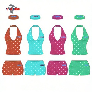 Completo Set Estivo Donna 2026 di Tendenza: Top Halter e Shorts Pieghevoli con Fascia Coordinata, Fantasia <span class=keywords><strong>Pois</strong></span> - Product Image 4