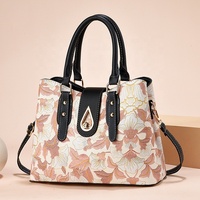 Sac à main de luxe en cuir PU imprimé floral grande capacité avec bandoulière et fermoir pour femmes