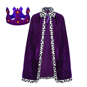 Costume de fête d'Halloween pour enfants et adultes, ensemble de cape en velours avec couronne de roi ou de prince pour se déguiser, CM215 - Product Image 2