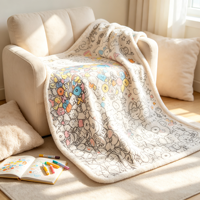Couverture Sherpa à colorier surdimensionnée, kit de loisirs créatifs portable avec marqueurs permanents pour enfants et adultes