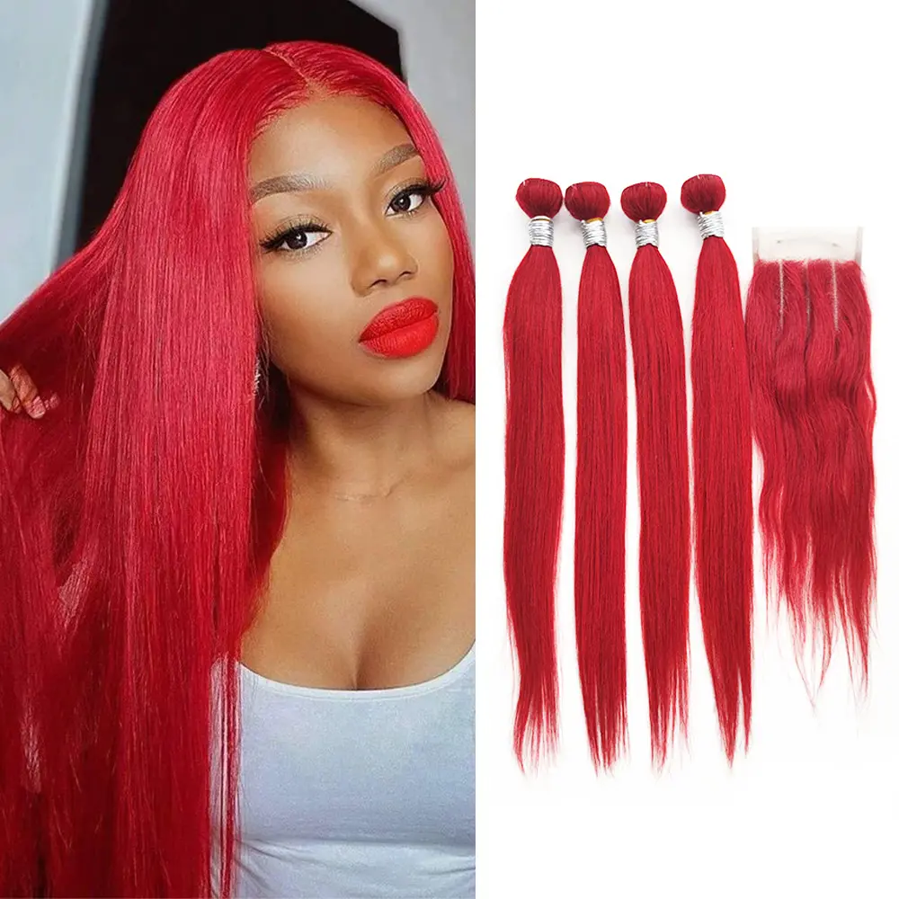 100%human Hair Best Top Quality Straight 16-24 Inch In Hair Weaving Weft Packet Hair Extention Bundles Pack With Closure