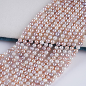 Collier fait main en gros avec perles ovales en forme de poire de 4-5 mm de couleur blanche et rose d'eau douce naturelles, perles brutes pour la création de bijoux - Product Image 2