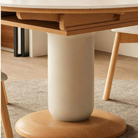 Ensemble de table à manger extensible de style ferme moderne, plateau en pierre frittée, structure en bois massif, 4 chaises, meubles de salle à manger pour la maison