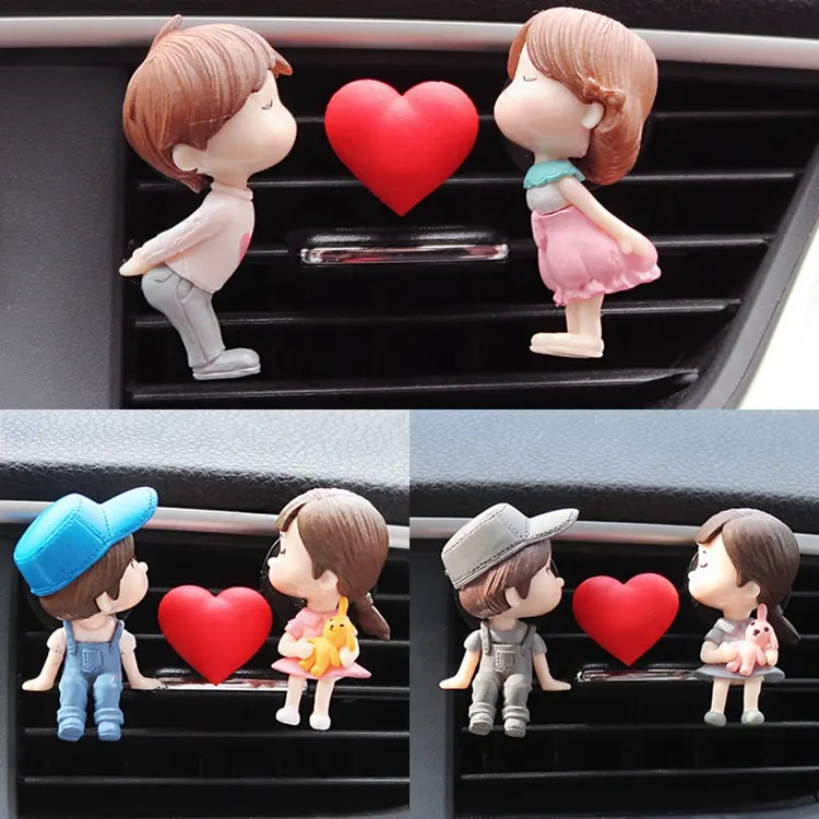 Lovely Boy Girl Couple Car Decoration Accessories Interior Cartoon Lovers Car Perfume Air Vent Clip Cute Gift Auto Decoration