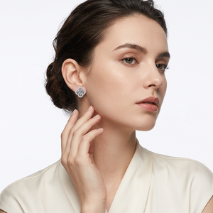 925 <b>Sterling</b> <b>Silver</b> Rhodium/Platinum Plated Sparkling Moissanite Trendy Hexagon <b>Stud</b> <b>Earrings</b> for Women Fine Jewelry - Product Image 3