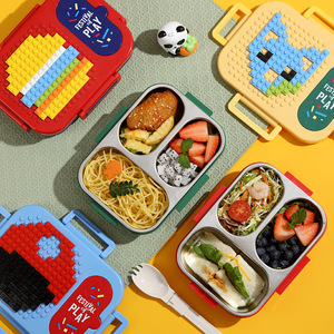 Scatola per il pranzo con Pixel fai da te in Pixel creativi per <span class=keywords><strong>bambini</strong></span> con coperchio portatile per microonde in acciaio inossidabile per uso alimentare - Product Image 3