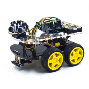 회피 추적 모터 스마트 로봇 자동차 섀시 키트 속도 인코더 배터리 4WD 초음파 모듈 Arduino 용