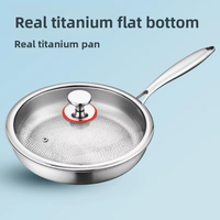 Wajan Goreng Titanium Bersertifikat Keamanan Pangan, Permukaan Anti Lengket Fisik Tanpa Minyak, Tanpa Lapisan, Paduan Titanium, Wajan Steak Datar Tanpa Tutup
