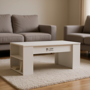 Tavolino da Caffè in Legno Ingegnerizzato Bianco con Vano Portaoggetti, Arredamento Moderno e Minimalista per Soggiorno - Product Image 2