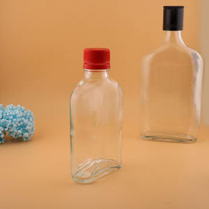 200ml l Empty <strong>Flat</strong> Wine Whiskey Flask Glass <strong>Bottle</strong> for Liquor Cold Brew Coffee Milk Tea Plastic anti-theft Lid - Product Image 6