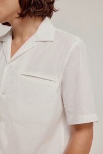 <span class=keywords><strong>Camicia</strong></span> da cialda in cotone <span class=keywords><strong>Seersucker</strong></span> a metà peso bianca con bottone e colletto cubano - Product Image 5