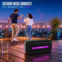 Tragbarer V5.3 10W Kabelloser Musik-Lautsprecher mit Ultra-Tiefbass, Wiederaufladbar, USB-Ladefunktion, Plastikgehäuse, Eingebautes Mikrofon