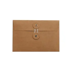 Enveloppe en papier avec bouton et ficelle Kraft brun emballage enveloppe bouton chaîne Vintage Kraft Mailer enveloppe Kraft 300