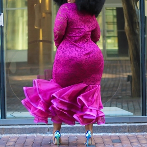 Robe de Soirée Sirène Sexy en Dentelle pour Femme, Moulante Taille Haute, Élégante Tenue de Nuit Club, Grandes Tailles 3XL 4XL - Product Image 2