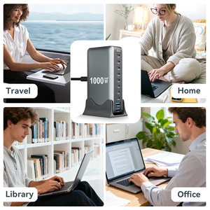 Station de charge GaN 1000W, <span class=keywords><strong>chargeur</strong></span> de bureau <span class=keywords><strong>USB</strong></span> <span class=keywords><strong>C</strong></span> 10 ports, PD 3.1, <span class=keywords><strong>chargeur</strong></span> rapide pour plusieurs appareils, bureau, ordinateur portable, tablette - Product Image 6