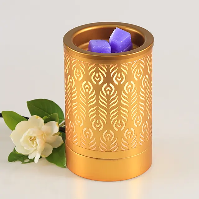 Calentador de Aroma de cera de cobre dorado, quemador de aceite esencial decorativo para el hogar, lámpara de fusión de cera de aromaterapia, nuevo