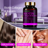 Capsules de biotine, collagène et kératine à marque privée avec VITAMINES BI B2 B3 B6 & B7 pour la santé des cheveux, de la peau et des ongles – Complément de biotine OEM ODM