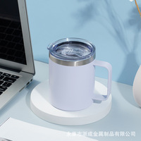 Tasse à café isolée vierge personnalisée tasse à vide tasse à lait de voyage à double paroi gobelet à vin en acier inoxydable de 12oz avec poignée