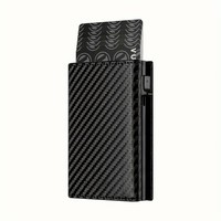 Dompet Kulit Asli Lipat Otomatis dengan Logo Kustom, Dompet Tipis Portefeuille Homme, Tempat Kartu