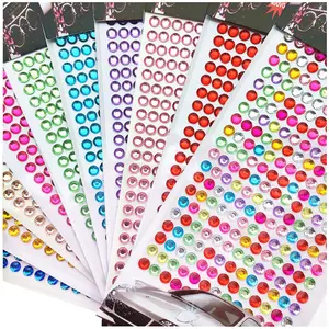 Hot Selling 12 colors 6mm 260pcs per sheet Children DIY Decorative 3D Gem Epoxy Glitter Diamond Crystal Sticker for Girls