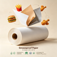 Papier d'emballage pour sandwichs et hamburgers, sans PFAS, imprimé sur mesure, résistant à la graisse, pour l'emballage de poulet frit et de restauration rapide