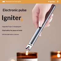 Briquet électronique rechargeable de type C, coupe-vent, avec affichage LED, allumage portable pour bougies et gaz