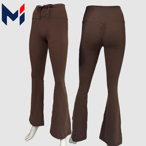 Pantalon évasé OEM à ceinture avec cordon de serrage à séchage rapide pour femmes Leggings de yoga froissés au dos et aux fesses - Product Image 1