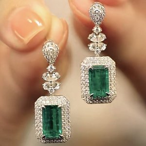 <b>Square</b> Cubic Zirconia Earrings for Women Elegant Sparkling Evening Jewelry - Product Image 2