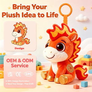 OEM/ODM Mascotte personnalisée animal du zodiaque, <span class=keywords><strong>Cheval</strong></span> <span class=keywords><strong>de</strong></span> la flamme porte-bonheur rouge du Nouvel An chinois, Peluche <span class=keywords><strong>Cheval</strong></span> du zodiaque, jouets en peluche - Product Image 1
