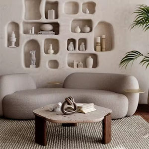 Mesa de Centro de Madera Maciza con Forma de Mármol, Estilo Nórdico, para Sala de Estar Familiar, Pequeña y Mediana, Simple y Moderna - Product Image 6