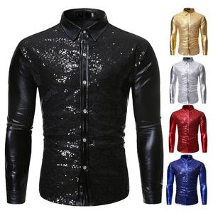 Camisa Multicolor de Lentejuelas para Hombre, Ropa de Baile Juvenil Dorada para Discoteca - Product Image 5