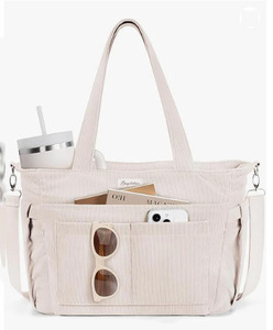 Sac fourre-tout en velours côtelé personnalisé BSCl pour femmes, 17 poches, léger, sac bandoulière pour Bible, enseignant, infirmière - Product Image 1