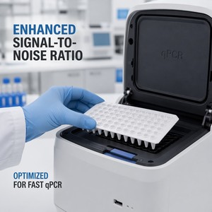 Placa PCR de 96 puestos sin falda, blanca, 100uL, sin DNase ni RNase, material PP para pruebas de amplificación de ADN y ARN en biología molecular - Product Image 2