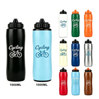 Bouteille d'eau de sport en plastique sans BPA de qualité alimentaire de 32 oz (1000 ml) avec logo personnalisé pour le vélo et le cyclisme