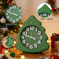 Réveil Arbre de Noël Silencieux avec Veilleuse, Ornement de Bureau, Décoration de Fêtes pour Étudiants, Horloge de Table Créative avec Éclairage
