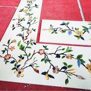 Piastrelle a Mosaico in <span class=keywords><strong>Pietra</strong></span> per Bagno, Mosaico in Marmo <span class=keywords><strong>Verde</strong></span> Bianco Oro a Getto d'Acqua, Piastrelle Grandi di Lusso per Cucina e Casa - Product Image 1