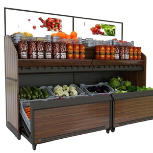 <span class=keywords><strong>Estantes</strong></span> de exhibición de <span class=keywords><strong>PVC</strong></span> para verduras y frutas, calidad alimentaria, <span class=keywords><strong>con</strong></span> decoración de madera y cajón - Product Image 1