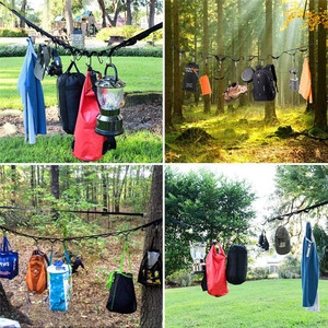 Portable Outdoor Clothesline Rope With 19 Carabiners Hook Type For Camping And Travel Storage Drying Use - Product Image 3