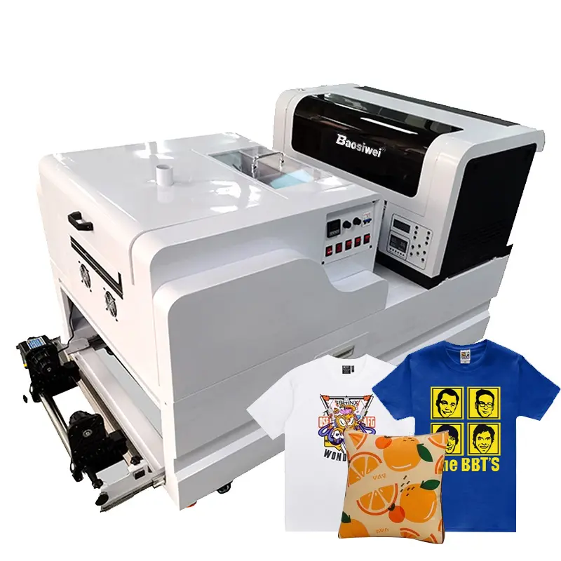 Baosiwei Witte Inkt Direct Naar Film Plastisol Offset Warmteoverdracht Inkjet Printmachine I3200 Dtf Printer Met Shaker En Droger